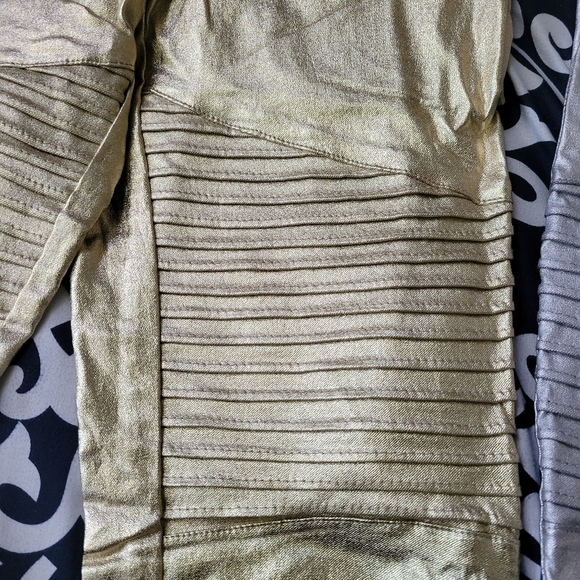 Gold and Silver Metallic Moto Leggings Small - Picture 2 of 6